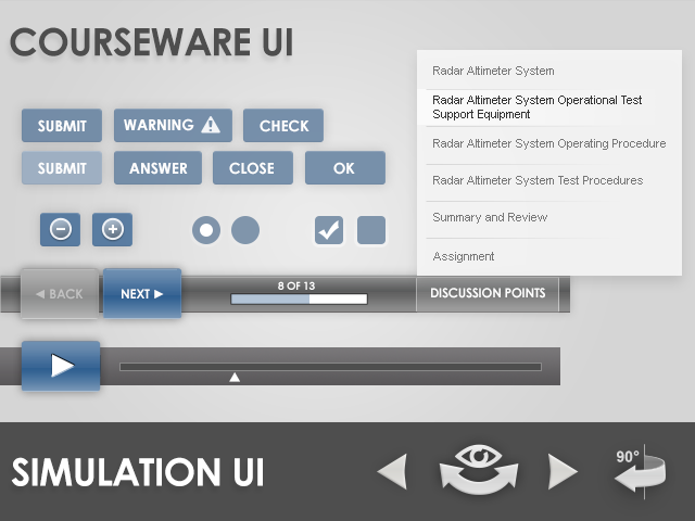 Courseware and simulation UI style guide for the E2-D training program