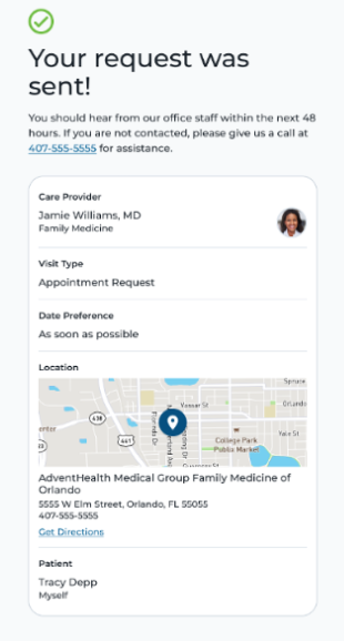 Original SharePoint visual from Expectations After Requesting an Appointment