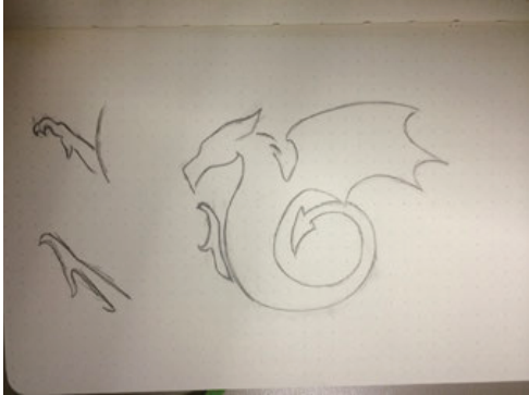 Initial sketch exploring the new Team Cymru dragon mark