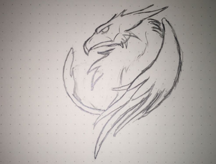 Initial hand-drawn sketches exploring the Griffin brand identity