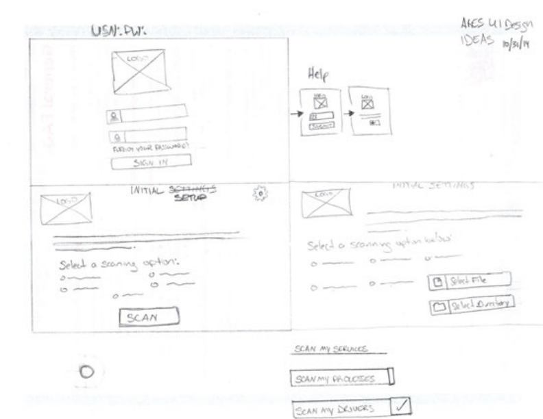 Hand-drawn Griffin scan-options sketch