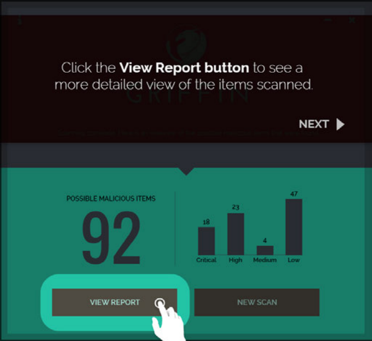 Griffin view-report onboarding screen