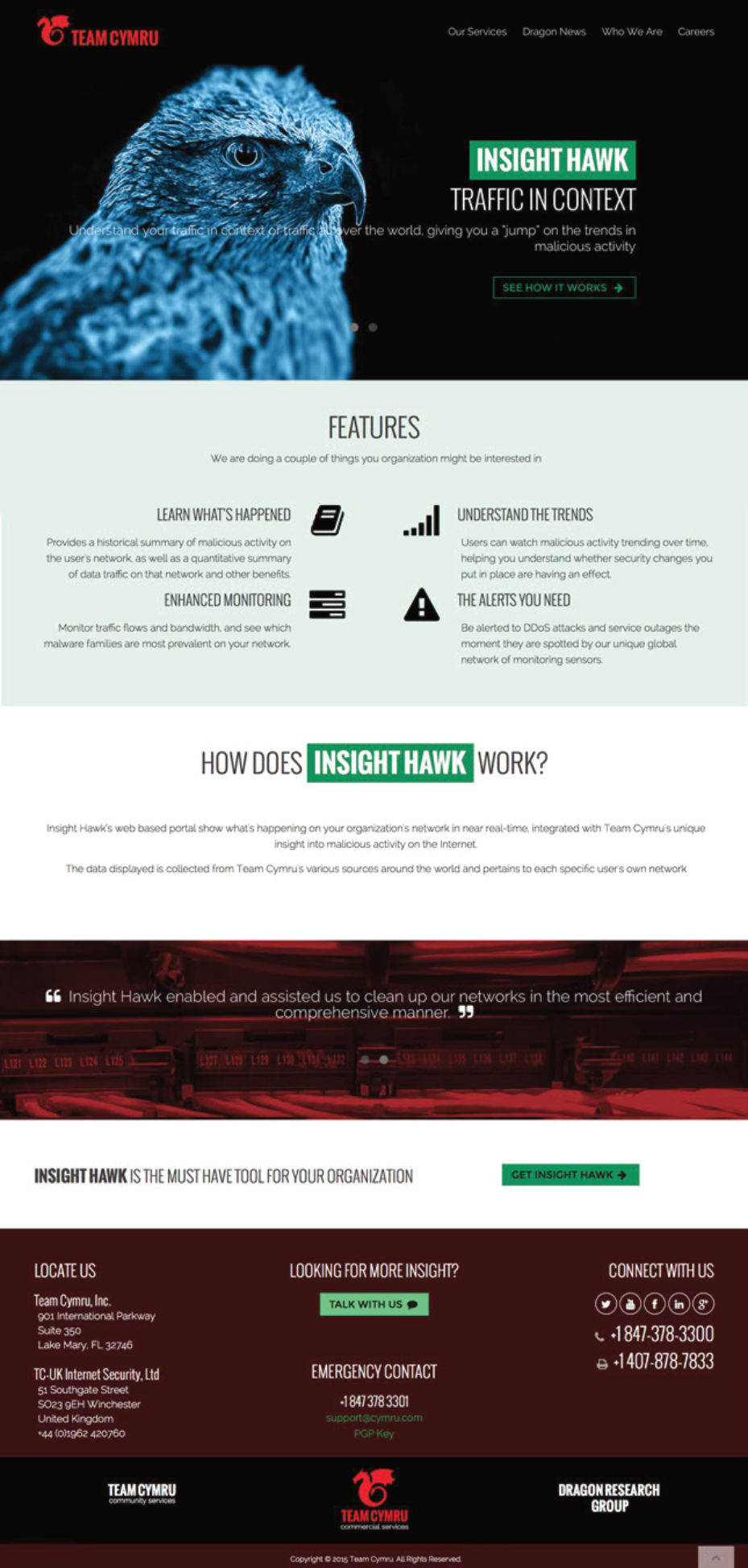 Insight Hawk product page design