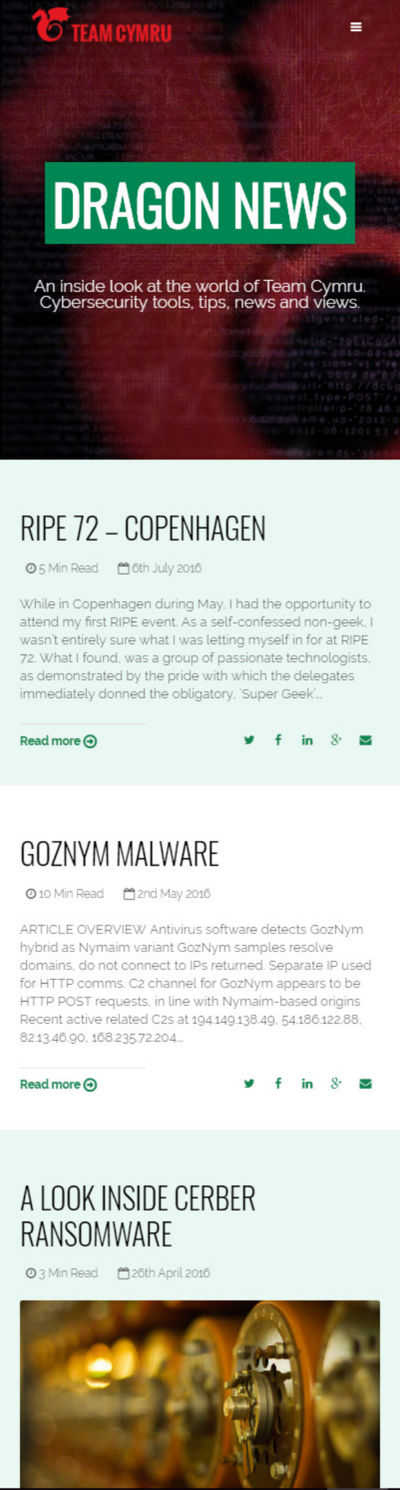 Dragon News blog page design