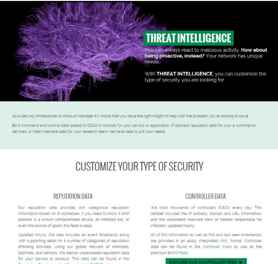 Threat Intelligence page design